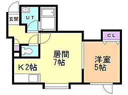 グレイス八軒 1LDKの間取図画像