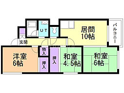 メゾン・ド・西野 1階3LDKの間取り