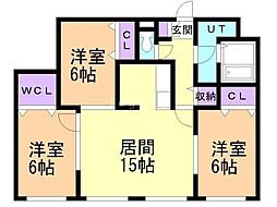 ｍａｊｅｓｔｙ　ｒｅｓｉｄｅｎｃｅ　ＭＩＹＡＮＯＳＡＷＡ 1階3LDKの間取り