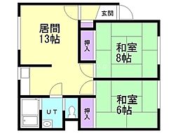 もたいマンション 2LDKの間取図画像