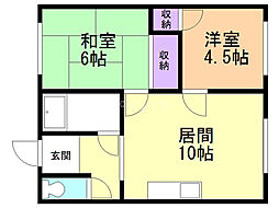 コーポいの 2LDKの間取図画像