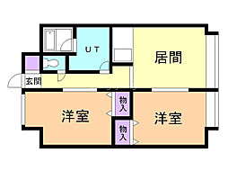 ダイアパレス琴似第3 2LDKの間取図画像
