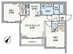 札幌市営東西線 宮の沢駅 徒歩7分の賃貸マンション 4階2LDKの間取り