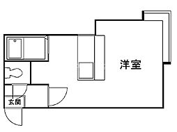 レバンテ琴似（旧パインツリー） 2階ワンルームの間取り