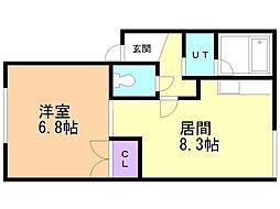 マンションむらかみ2 1LDKの間取図画像