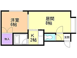 パークアベニュー富丘 1LDKの間取図画像
