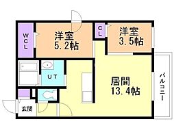 札幌市西区発寒三条3丁目マンション 2LDKの間取図画像