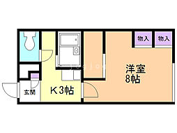 レオパレスハッサムB 1Kの間取図画像