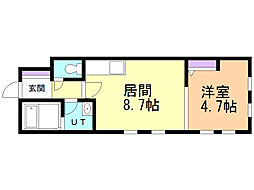 CASA西町グランデC 1LDKの間取図画像