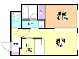 カサ・デ・アンジェラ 1DKの間取図画像