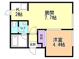 グランディア・HIRO 1LDKの間取図画像