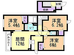 フェリシテ2 3LDKの間取図画像