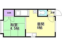 ロジェ桂 1DKの間取図画像
