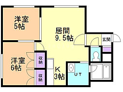 パークアメニティ 2LDKの間取図画像