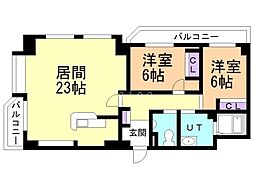 シェイクスピア宮の沢 2LDKの間取図画像