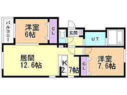 LaMaisonDouce2 2LDKの間取図画像