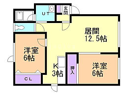 ラボ山の手2 2LDKの間取図画像