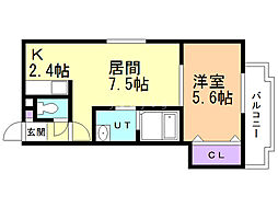グラスMareニシマチ 1LDKの間取図画像