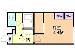 レオパレスすぐり 1Kの間取図画像