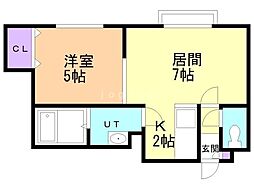 フォルム八軒 1LDKの間取図画像