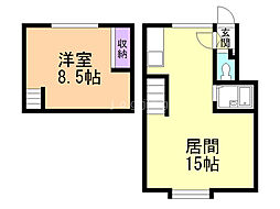 ルーブル新発寒 1LDKの間取図画像