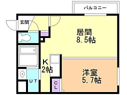 シティレジデンス発寒 1LDKの間取図画像