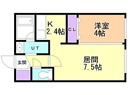 ベルコート宮の沢 1LDKの間取図画像