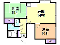 道下ハイツ 2LDKの間取図画像