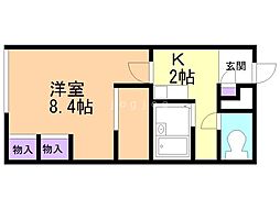 レオパレスライブリー3 1Kの間取図画像