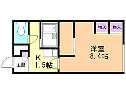 レオパレスルフラン 1Kの間取図画像