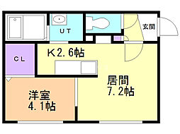 エターナルアクア 1DKの間取図画像