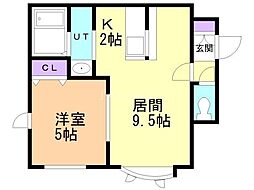 Paysage西町 1LDKの間取図画像