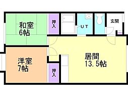 グランフルーブ西野 2LDKの間取図画像