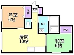 サンハイム2.3 2LDKの間取図画像