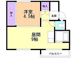 ビレッジハウス手稲4 1LDKの間取図画像