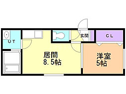HarmonyTerrace 1LDKの間取図画像