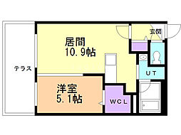 ティエラ二十四軒 1LDKの間取図画像
