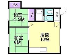 ポプラハイツ 2LDKの間取図画像