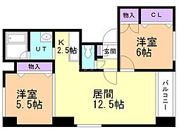 アルパ琴似 2LDKの間取図画像