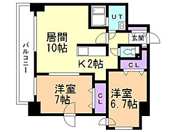 アルティ発寒 2LDKの間取図画像