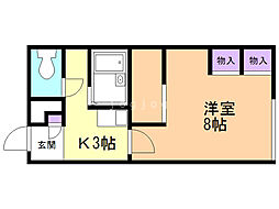 レオパレスハッサムB 1Kの間取図画像