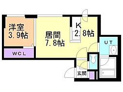 Villa41KOTONISAPPORO 1LDKの間取図画像