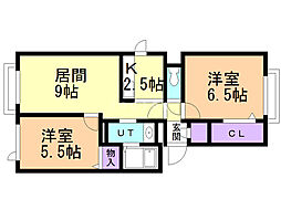 シャーメゾン西宮の沢A 2LDKの間取図画像