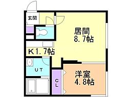プライムコートニシマチ 1LDKの間取図画像