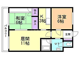 シェーン・パレス2 2LDKの間取図画像