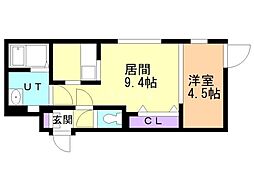 INFINITY琴似 1LDKの間取図画像