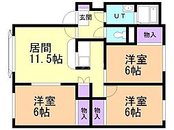 エトワール稲穂B 3LDKの間取図画像