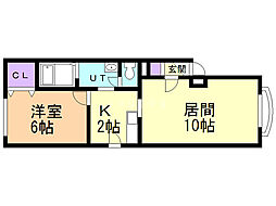 ヴィラ・マーレ 1LDKの間取図画像