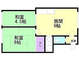 ヒルズすずかけ 2DKの間取図画像