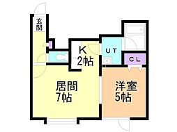 アルカディア壱番館 1LDKの間取図画像